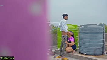 Hindi Hot Sex On Roof! No Cum Inside Pussy