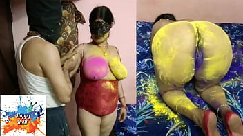 Young Milf Plays Holi With Her Big Boobs