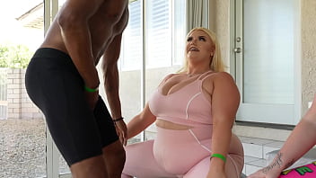Bbc Trainer Enjoys Double Blonde Bbw Oral Pleasure