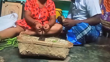 Tamil Woman Cutting Vegetables While Man Presses Her Breasts